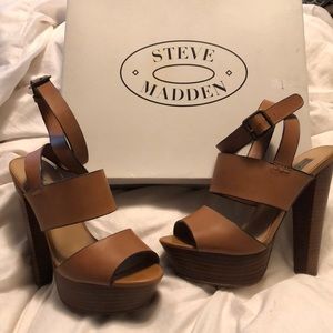 steve madden caramel leather colored heels